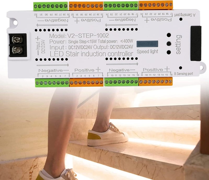 Copgge Motion Sensor LED Stair Light Controller Stairway Lighting Controller 32 Channel Light Automatic Staircase Ladder Step Light Controller for Stairway Light - Image 1